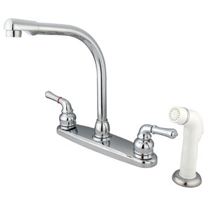 Kingston Brass Two Handle Widespread High Arch Kitchen Faucet & Side Spray - Polished Chrome