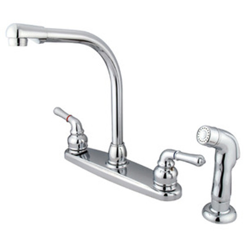 Kingston Brass Two Handle Widespread High Arch Kitchen Faucet & Side Spray - Polished Chrome KB751SP