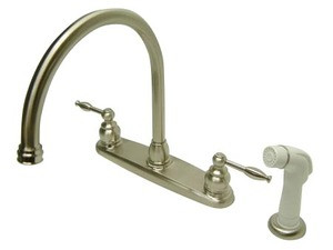 Kingston Brass Two Handle Widespread Goose Neck Kitchen Faucet - Brushed Nickel - KB2798KL