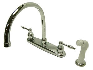 Kingston Brass Two Handle Widespread Goose Neck Kitchen Faucet - Polished Chrome - KB2791KL