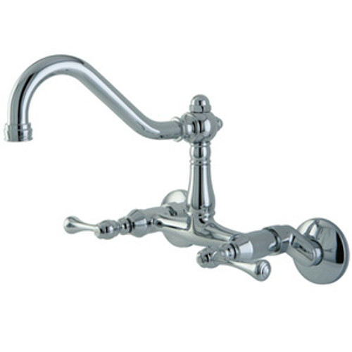 Kingston Brass Two Handle Wall Mount Kitchen Faucet - Polished Chrome KS3221BL