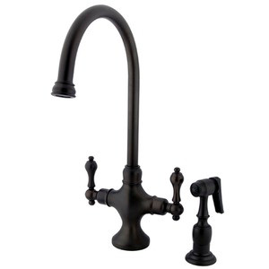 Kingston Brass Two Handle Single Hole Kitchen Faucet & Brass Side Spray - Oil Rubbed Bronze - KS1765ALBS