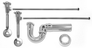 Mountain Plumbing Lav Sweat Valve Supply Kits W/New England/ Massachusetts P-Trap - Satin Chrome - MT3046-NL/SC