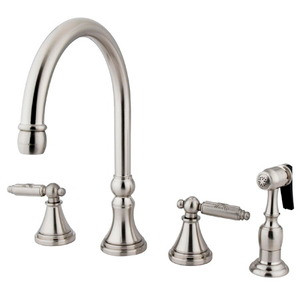 Kingston Brass Two Handle Kitchen Faucet & Side Spray - Satin Nickel - GS2798GLBS
