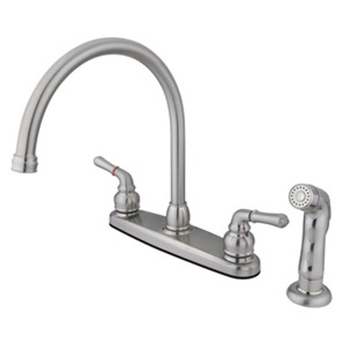 Kingston Brass Two Handle Kitchen Faucet & Non-Metallic Side Spray - Satin Nickel KB798SP