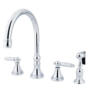 Kingston Brass Two Handle Kitchen Faucet & Side Spray - Polished Chrome - GS2791GLBS