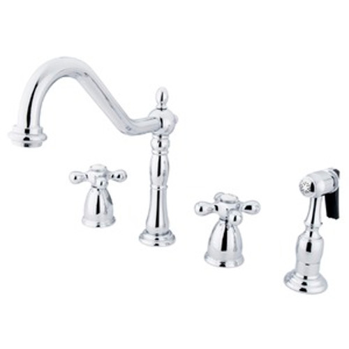 Kingston Brass Two Handle Kitchen Faucet & Brass Side Spray - Polished Chrome KB1791AXBS