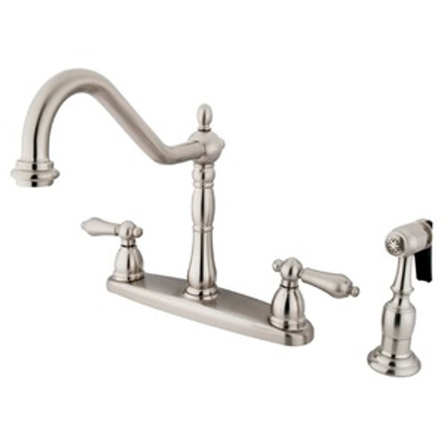Kingston Brass Two Handle Kitchen Faucet & Brass Side Spray - Satin Nickel KB1758ALBS