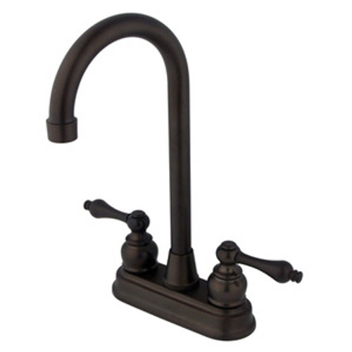 Kingston Brass Two Handle 4" Centerset High-Arch Bar Faucet - Oil Rubbed Bronze KB495AL