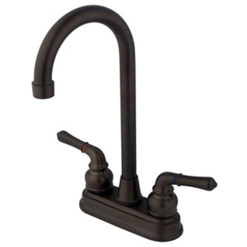 Kingston Brass Two Handle 4" Centerset High-Arch Bar Faucet - Oil Rubbed Bronze