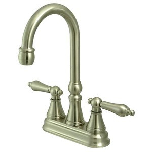 Kingston Brass Two Handle 4" Centerset Bar Faucet without Pop-Up Rod - Brushed Nickel KS2498AL