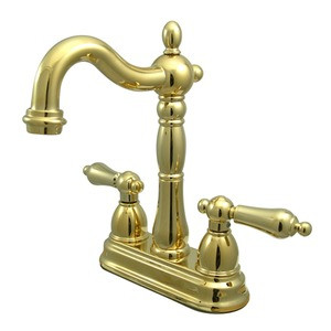 Kingston Brass Two Handle 4" Centerset Bar Faucet without Pop-Up Rod - Polished Brass - KB1492AL