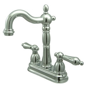 Kingston Brass Two Handle 4" Centerset Bar Faucet without Pop-Up Rod - Polished Chrome - KB1491AL