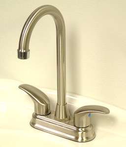 Kingston Brass Two Handle 4" Centerset Bar Faucet - Satin Nickel/Polished Chrome - KB6497LL