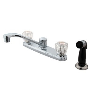 Kingston Brass Two Acrylic Handle Widespread Widespread Kitchen Faucet & Non-Metallic Side Spray - Polished Chrome - KB112
