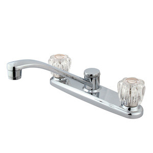 Kingston Brass Two Acrylic Handle Widespread Widespread Kitchen Faucet - Polished Chrome