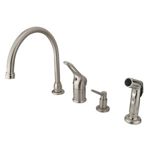 Kingston Brass Single Loop Handle Kitchen Faucet with Soap Dispenser & Side Spray - Brushed Nickel - KB818K8