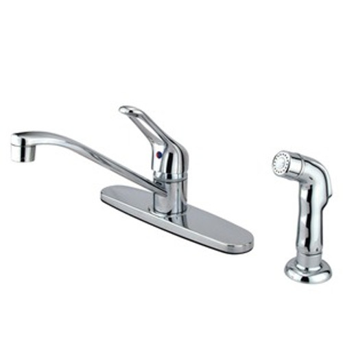 Kingston Brass Single Loop Handle Kitchen Faucet & Side Spray - Polished Chrome