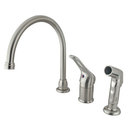 Kingston Brass Single Loop Handle Kitchen Faucet & Non-Metallic Side Spray - Satin Nickel