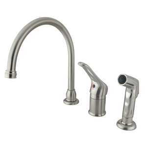 Kingston Brass Single Loop Handle Kitchen Faucet & Non-Metallic Side Spray - Brushed Nickel - KB818