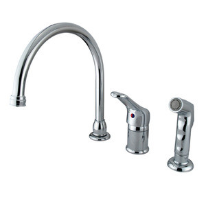 Kingston Brass Single Loop Handle Kitchen Faucet & Non-Metallic Side Spray - Polished Chrome - KB811