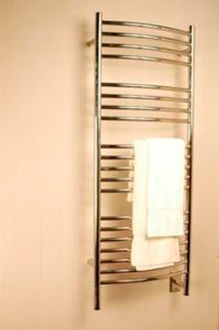 Amba Jeeves DCP-20 D Curved Electric Heated Towel Warmer - Polished Stainless - 20-1/2" W x 52-3/4" H