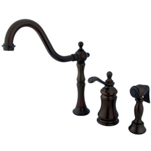 Kingston Brass Single Handle Widespread Kitchen Faucet & Brass Side Spray - Oil Rubbed Bronze KS7805TPLBS