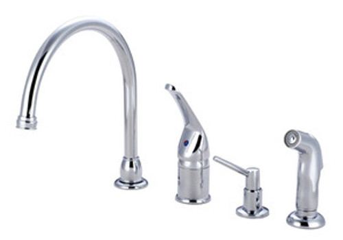 Kingston Brass Single Handle Kitchen Faucet with Side Spray & Soap Dispenser - Polished Chrome
