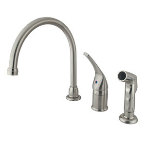 Kingston Brass Single Handle Kitchen Faucet & Non-Metallic Side Spray - Brushed Nickel KB828