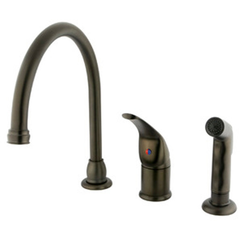 Kingston Brass Single Handle Kitchen Faucet & Non-Metallic Side Spray - Oil Rubbed Bronze KB825