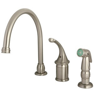 Kingston Brass Single Handle Kitchen Faucet & Non-Metallic Side Spray - Brushed Nickel KB3818GLSP