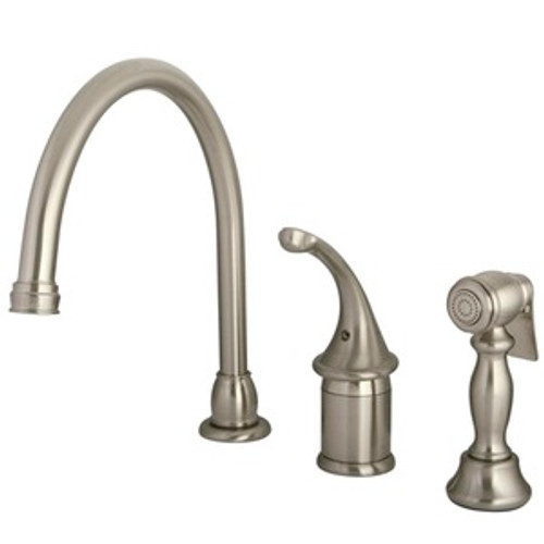 Kingston Brass Single Handle Kitchen Faucet & Brass Side Spray - Satin Nickel KB3818GLBS