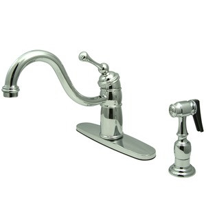 Kingston Brass Single Handle Kitchen Faucet & Brass Side Spray - Polished Chrome - KB1571BLBS