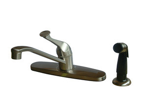 Kingston Brass Single Handle Kitchen Faucet & Black Side Spray - Brushed Nickel