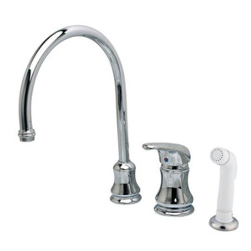 Kingston Brass Single Handle Goose Neck Kitchen Faucet & Non-Metallic Side Spray - Polished Chrome