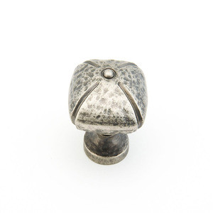 Schaub Siena Square Door Knob 1-1/2" diam - Vibra Nickel - 251-VN