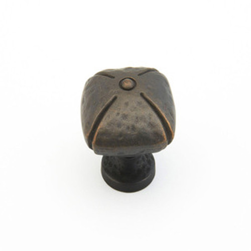 Schaub 251-ABZ Siena Square Door Knob 1-1/2" diam - Ancient Bronze