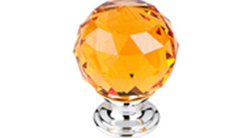 Top Knobs Additions TK112PC 1 1/8" Amber Crystal Cabinet Door Knob - Polished Chrome Base