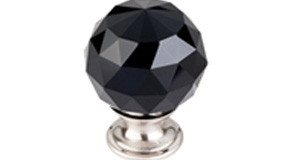 Top Knobs Black Crystal 1 3/8" Diameter Round Knob, Brushed Satin Nickel - TK116BSN