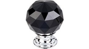Top Knobs Black Crystal 1 3/8" Diameter Round Knob, Polished Chrome - TK116PC