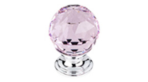 Top Knobs Additions TK117PC 1 1/8" Pink Crystal Cabinet Door Knob - Polished Chrome Base