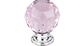 Top Knobs Pink Crystal 1 3/8" Diameter Round Knob, Polished Chrome - TK118PC