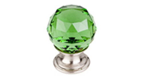 Top Knobs Additions TK119BSN 1 1/8" Green Crystal Cabinet Door Knob - Brushed Satin Nickel Base