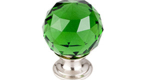 Top Knobs Green Crystal 1 3/8" Diameter Round Knob, Brushed Satin Nickel - TK120BSN