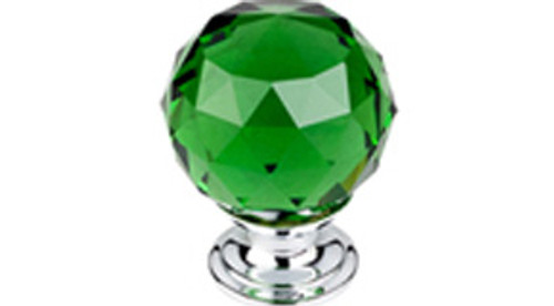 Top Knobs Additions TK120PC 1 3/8" Green Crystal Cabinet Door Knob - Polished Chrome Base