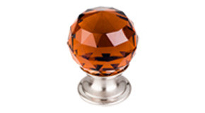 Top Knobs Wine Crystal 1 1/8" Diameter Round Knob, Brushed Satin Nickel - TK121BSN