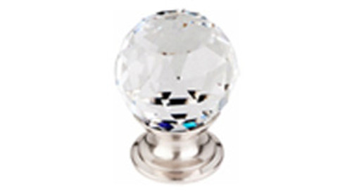 Top Knobs Additions TK125BSN 1 1/8" Clear Crystal Cabinet Door Knob - Brushed Satin Nickel Base Top Knobs Additions TK125BSN 1 1/8" Clear Crystal Cabinet Door Knob - Brushed Satin Nickel Base