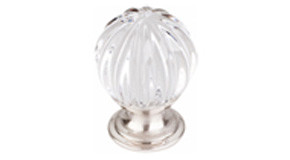 Top Knobs Clear Melon Crystal 1 1/8" Diameter Round Knob, Brushed Satin Nickel - TK127BSN