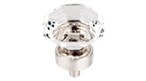 Top Knobs Additions TK128BSN 1 1/8" Clear Octogan Crystal Cabinet Door Knob - Brushed Satin Nickel Base