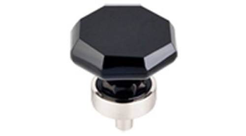 Top Knobs Additions TK137BSN 1 1/8" Black Octogan Crystal Cabinet Door Knob - Brushed Satin Nickel Base